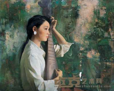 陈宜明 弹琵琶的女人 100×83.5cm